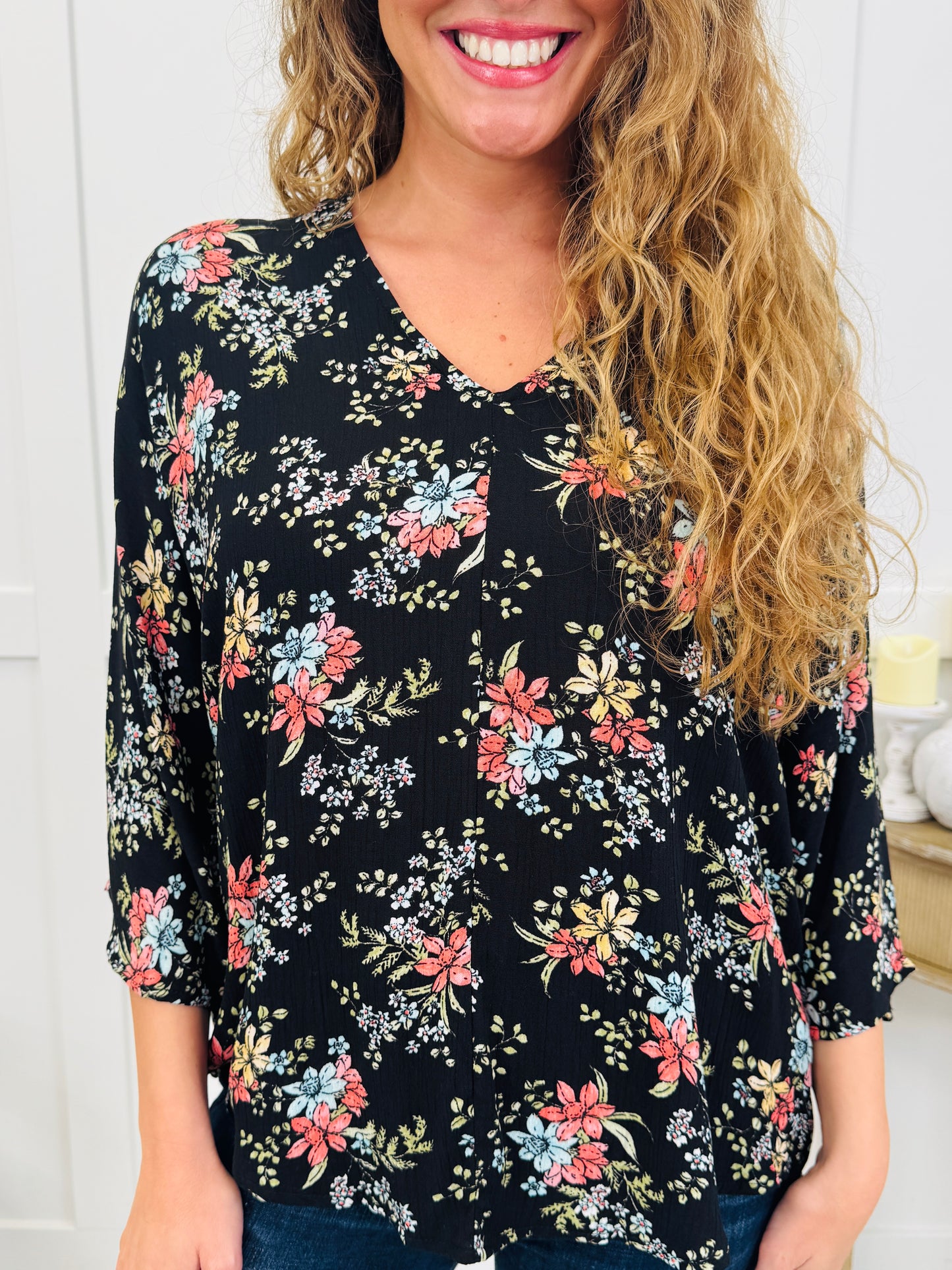 Botanical Beauty Top In Black/Pink
