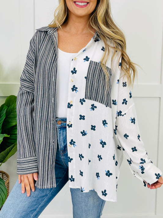 Two Sided Story Top In Navy