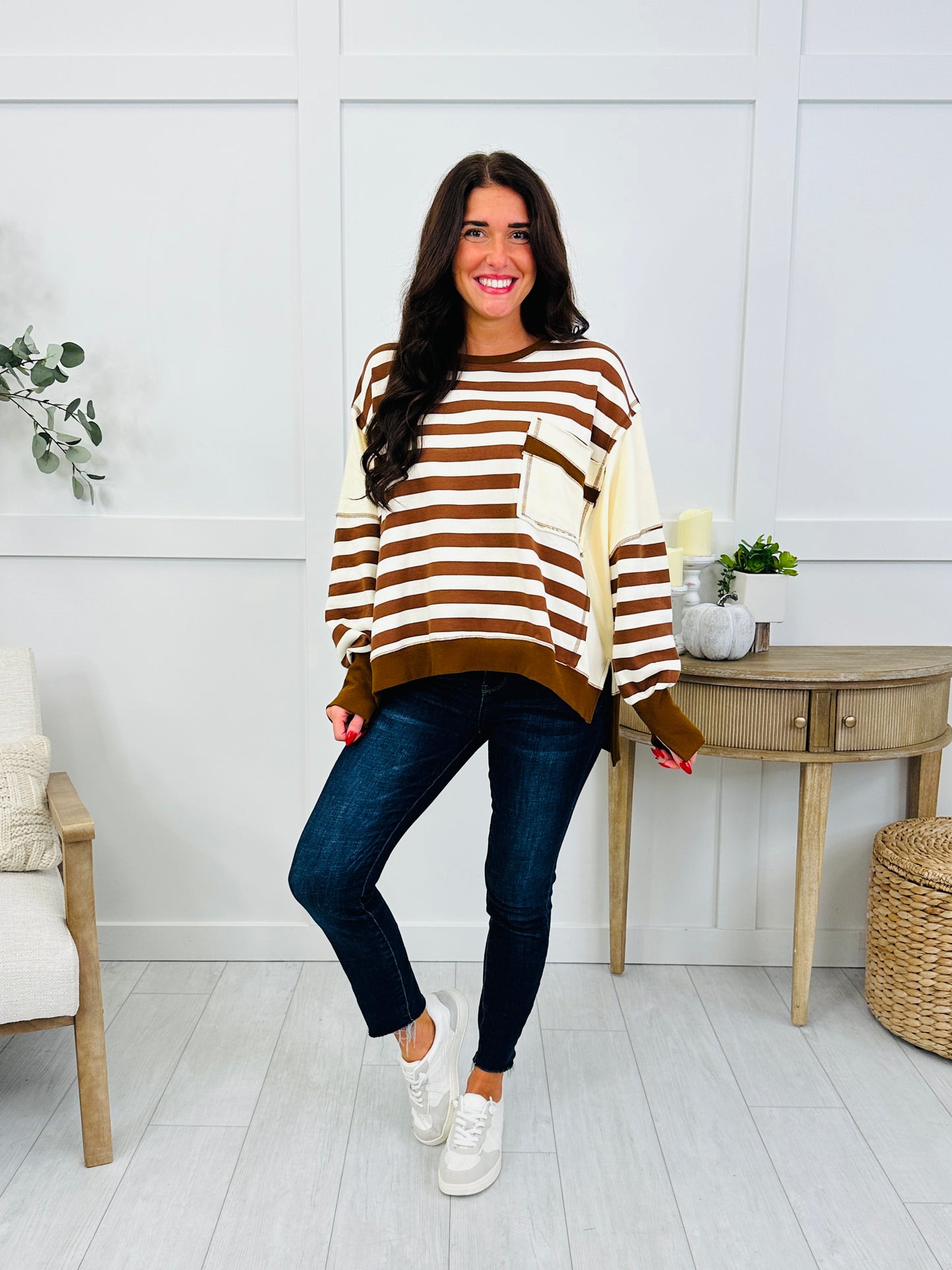 Downtown Stripe Pocket Top In Multiple Colors
