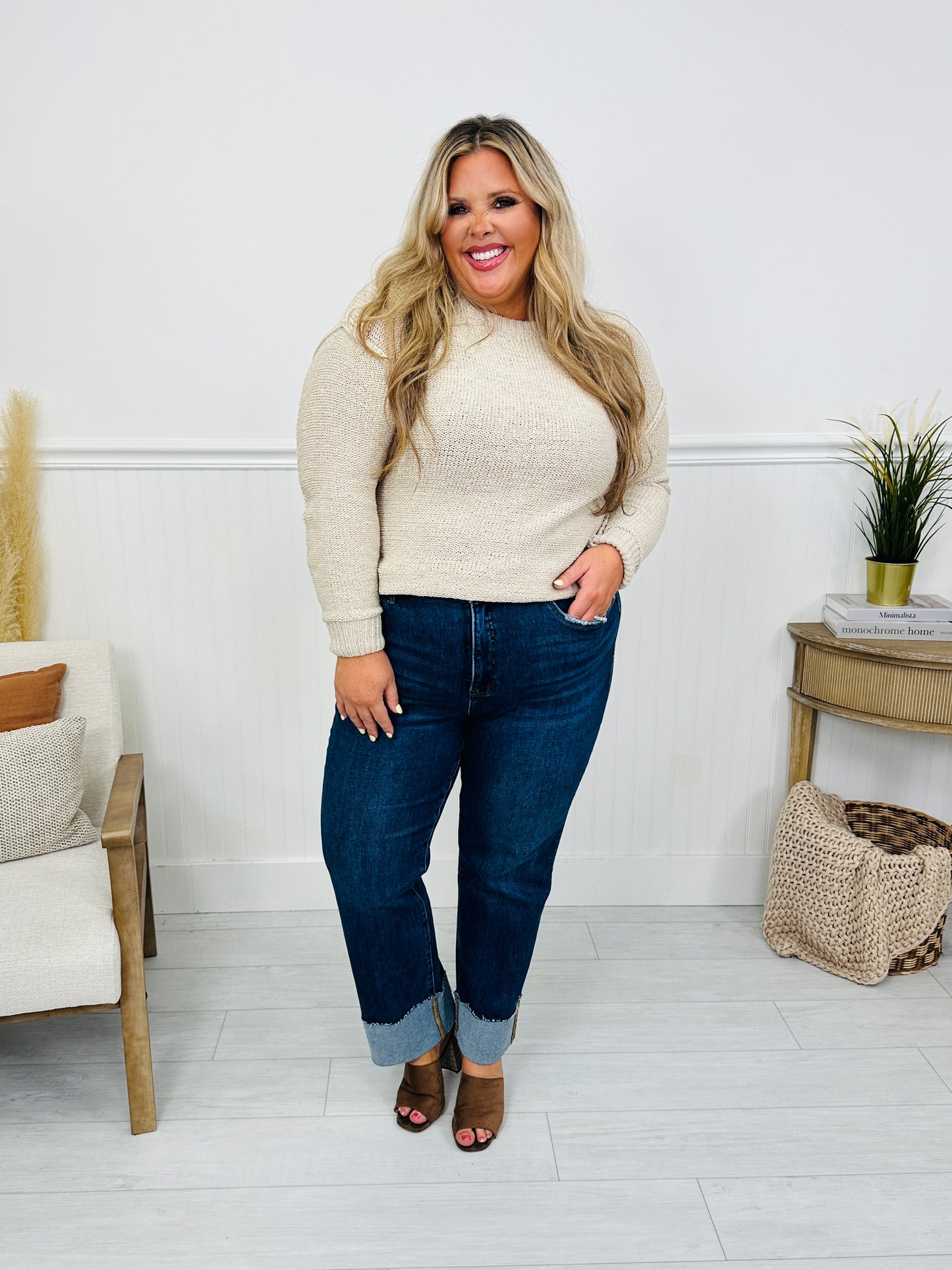 Stay Cuffed Tummy Control Mom Jeans