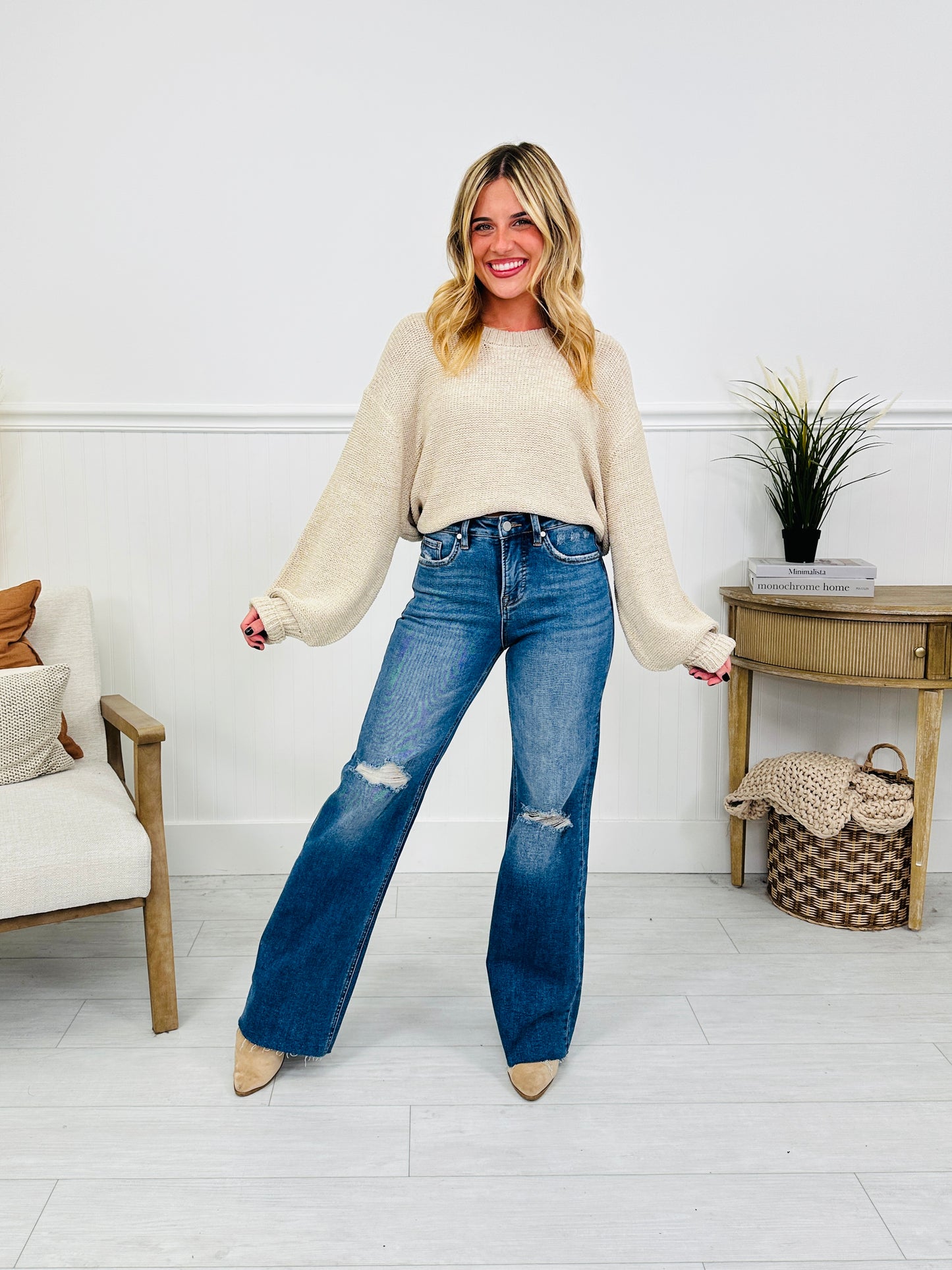 By Your Side Wide Leg Tummy Control Jeans