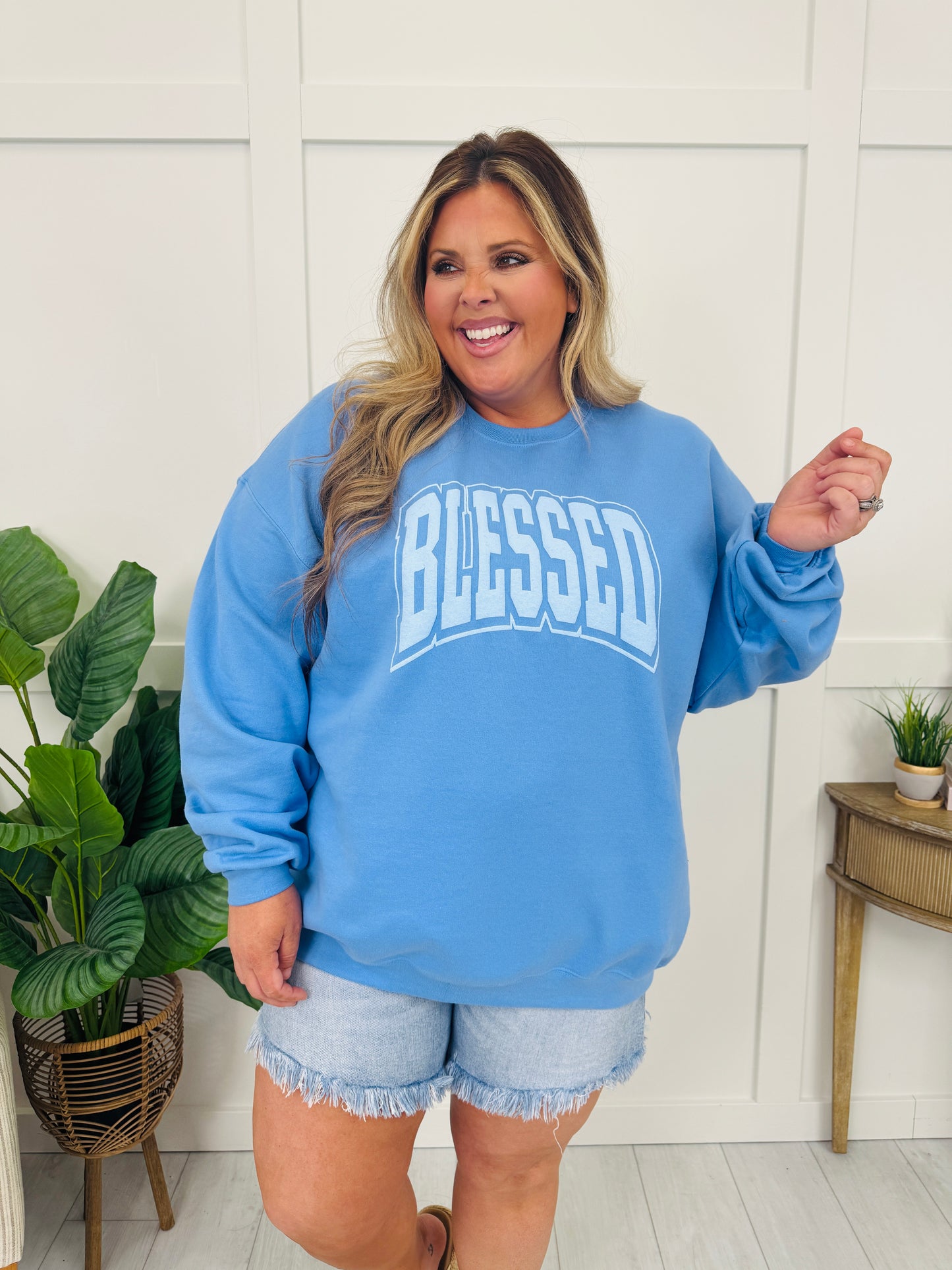 Blessed Puff Graphic Crewneck Sweatshirt