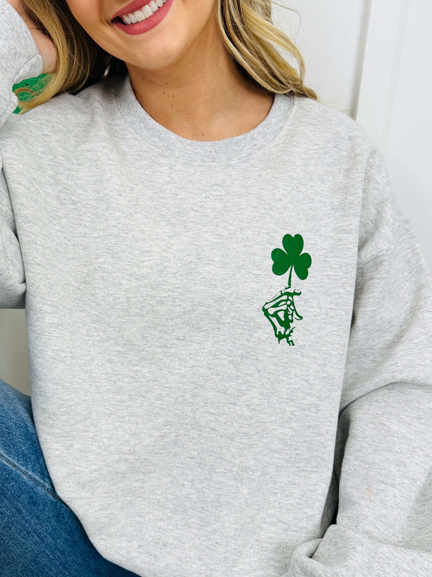 I'm Happy Go Lucky Skeleton Graphic Crewneck Sweatshirt