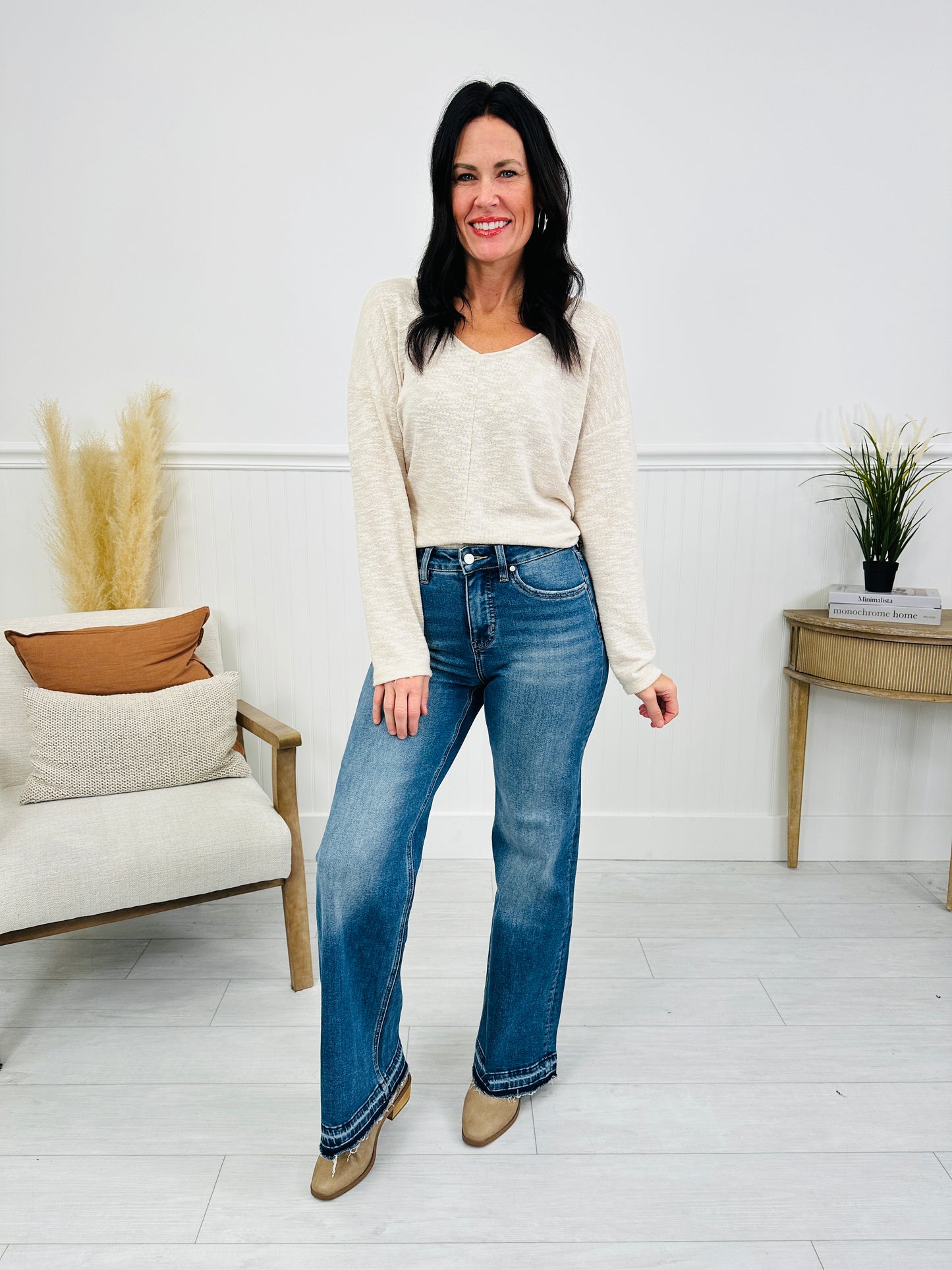 Effortless Release Tummy Control Wide Leg Release Hem Jeans