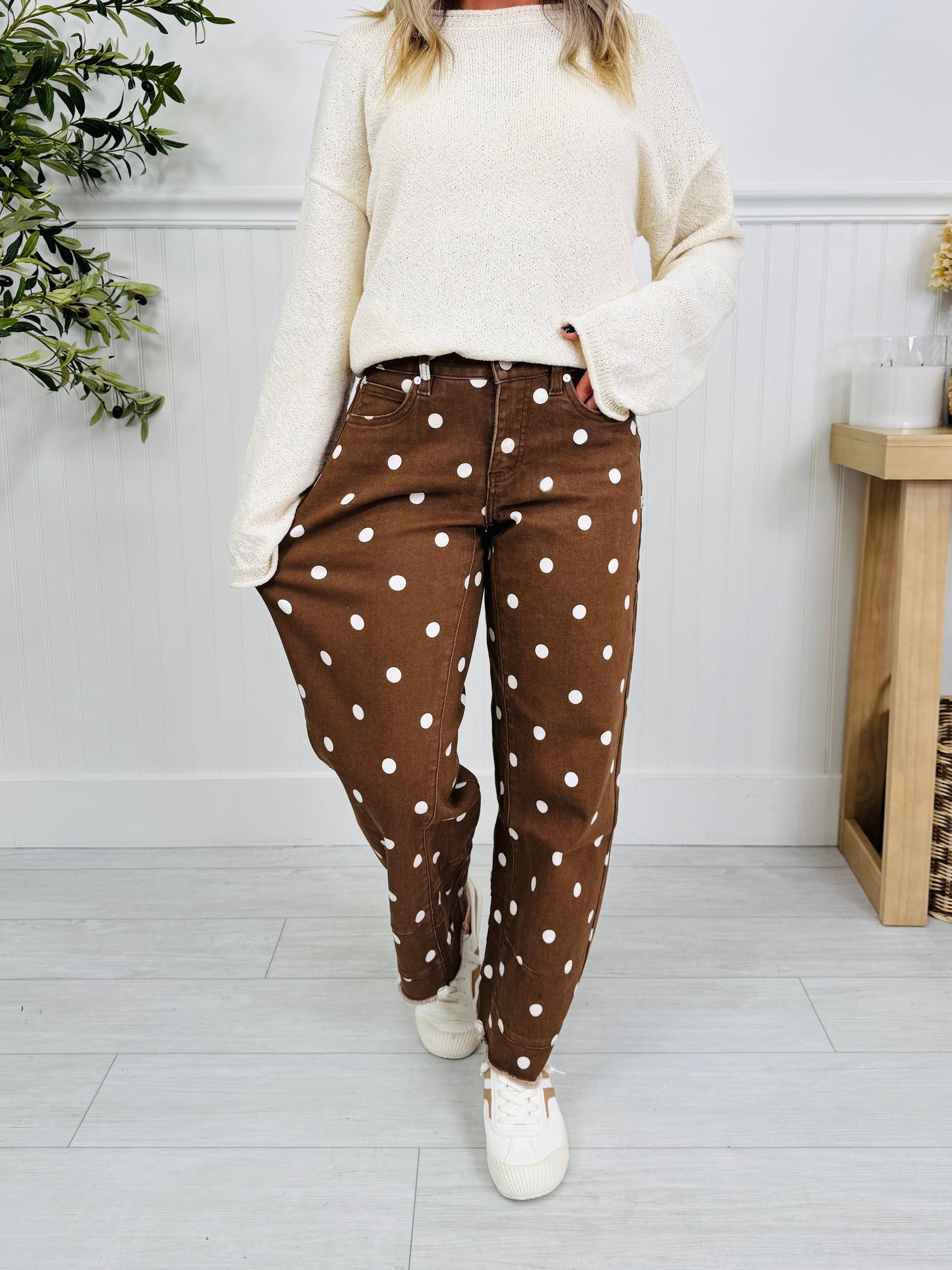 Polka Dot Dreams Tummy Control Barrel Jeans