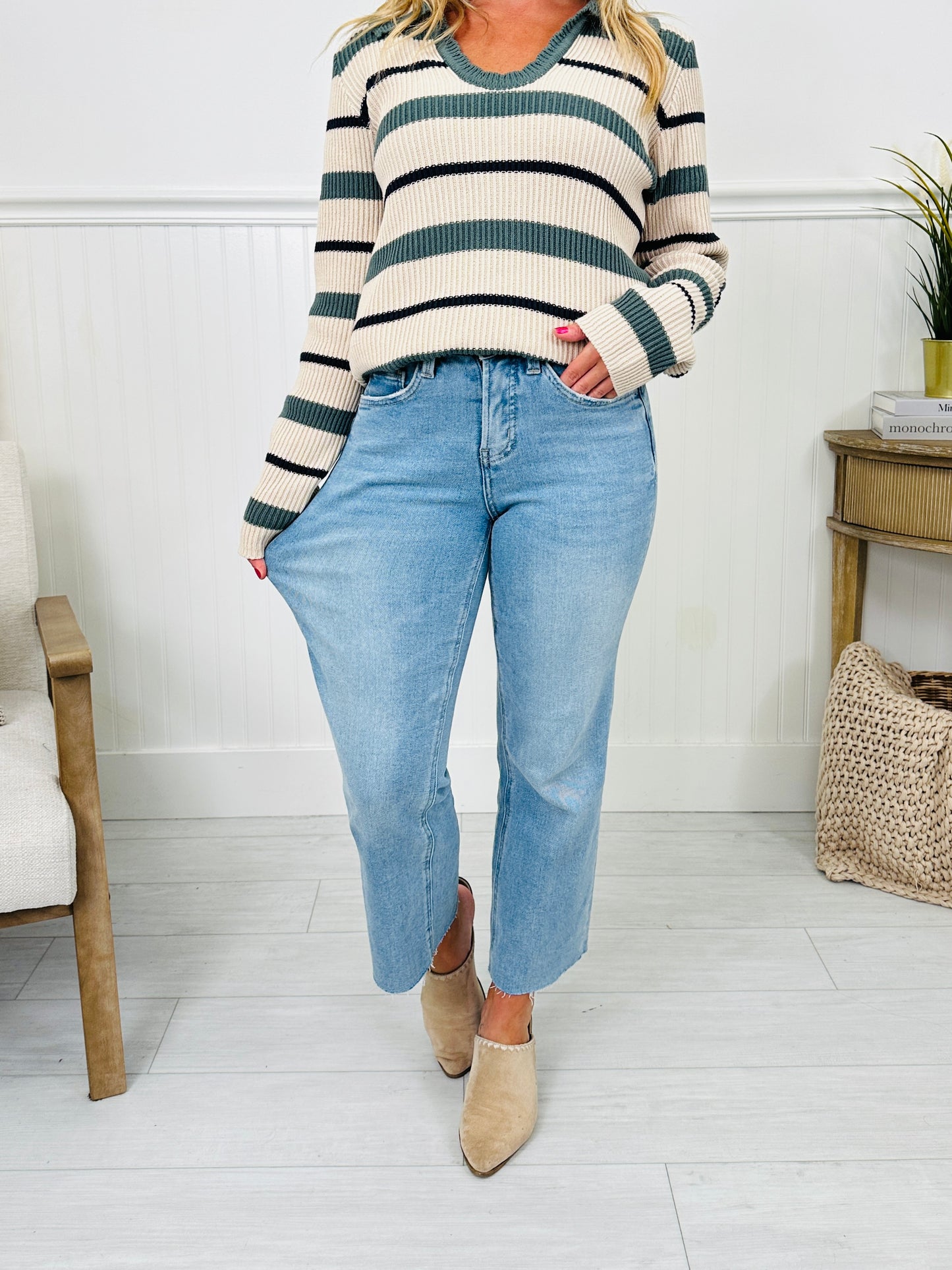 Time To Unwind Cropped Slim Fit Wide Leg Jeans