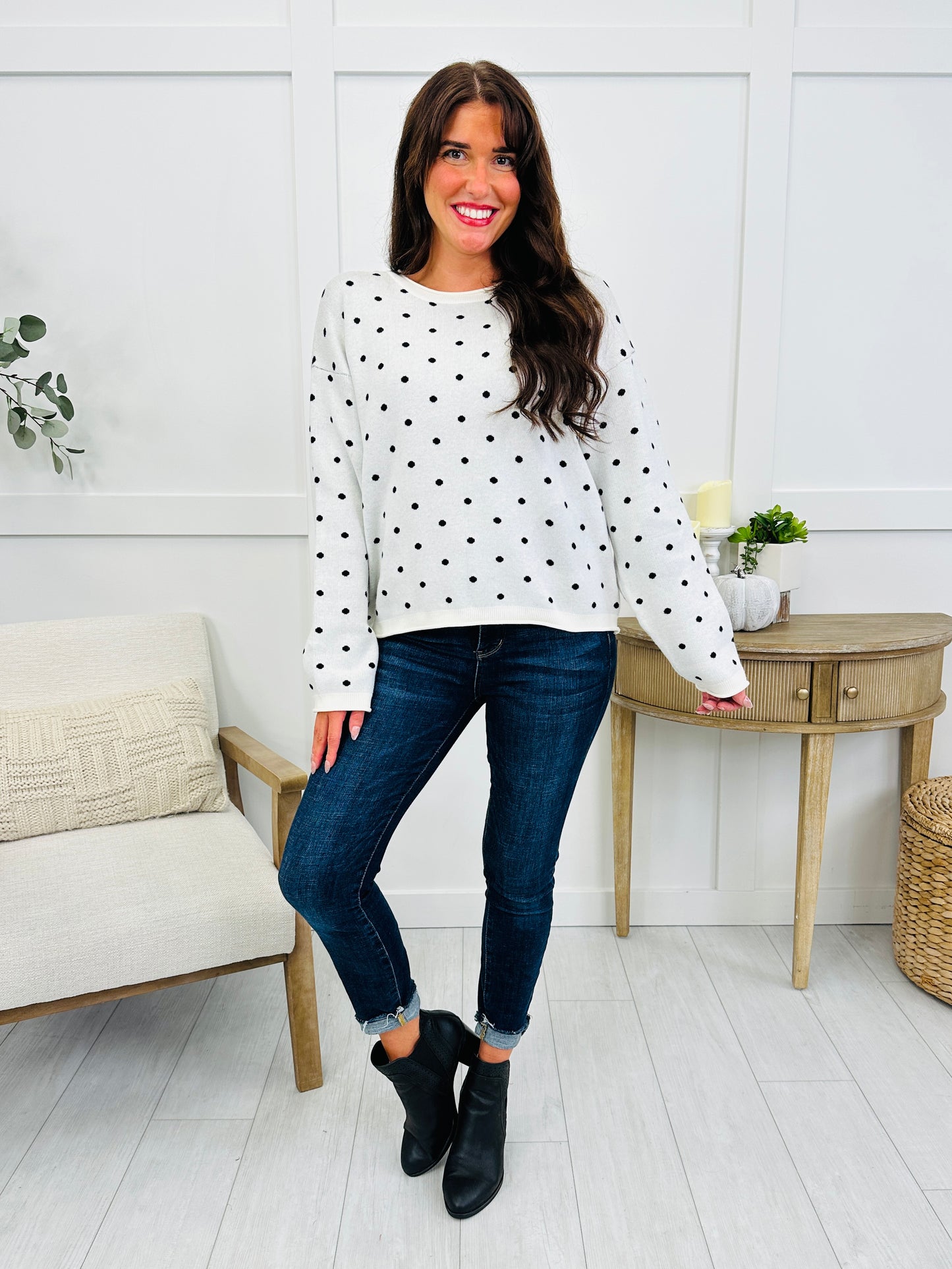 Café Dots Sweater In Ivory/Black