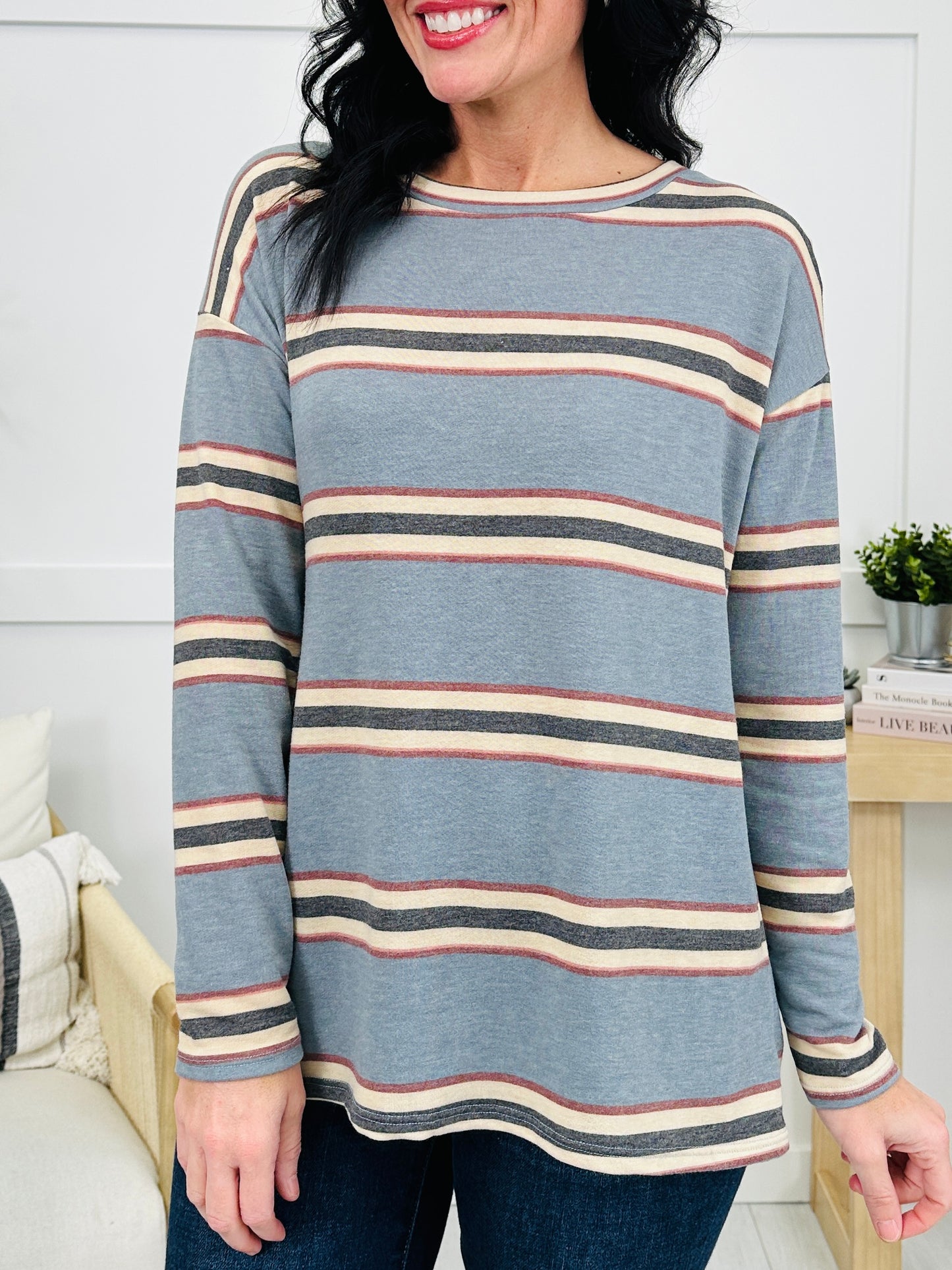 Wild About Cozy Top In Denim Blue