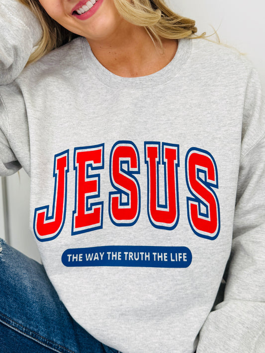 Jesus Is The Way Crewneck Graphic Sweatshirt