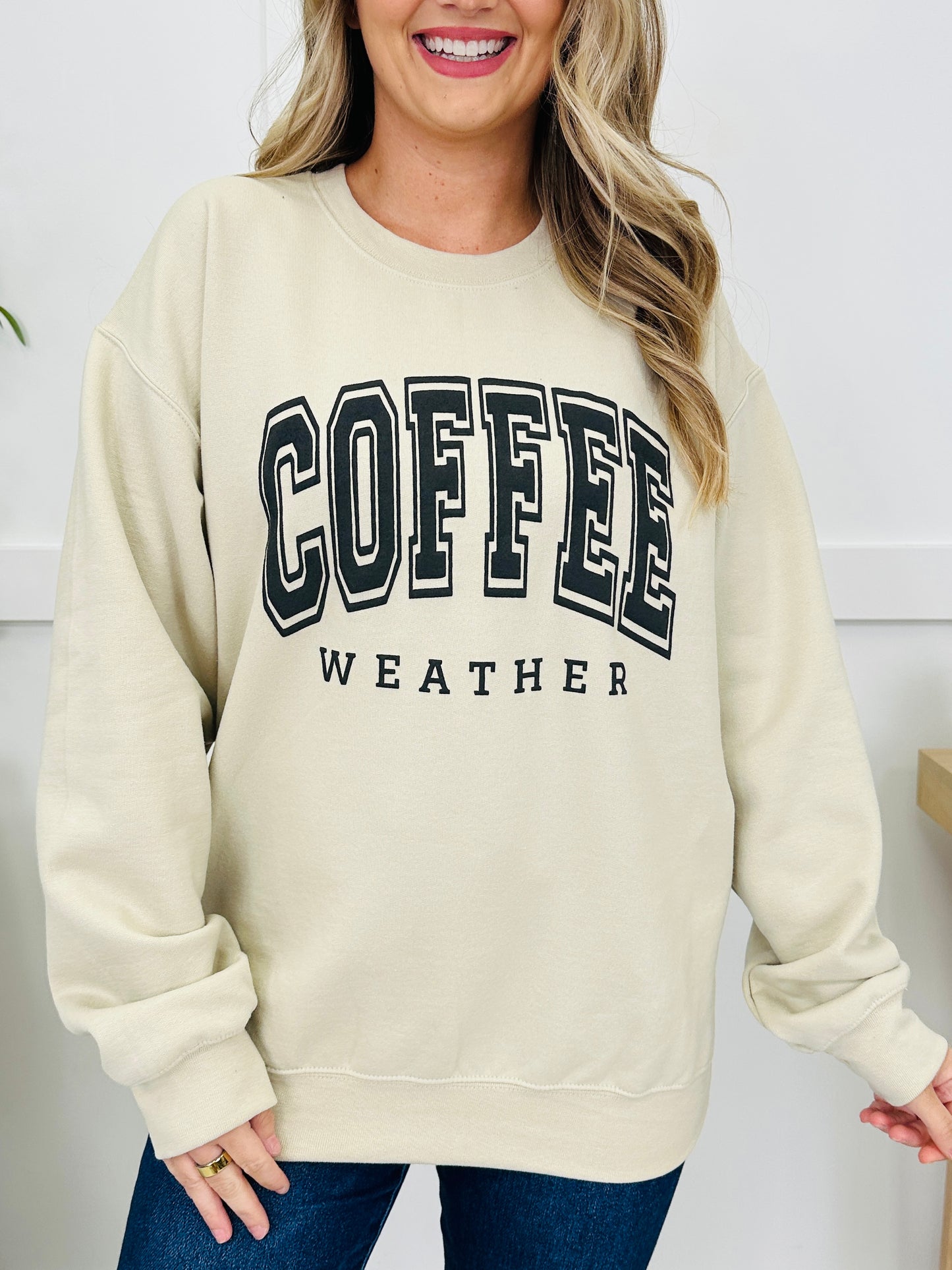 Coffee Weather Crewneck Sweatshirt in Taupe