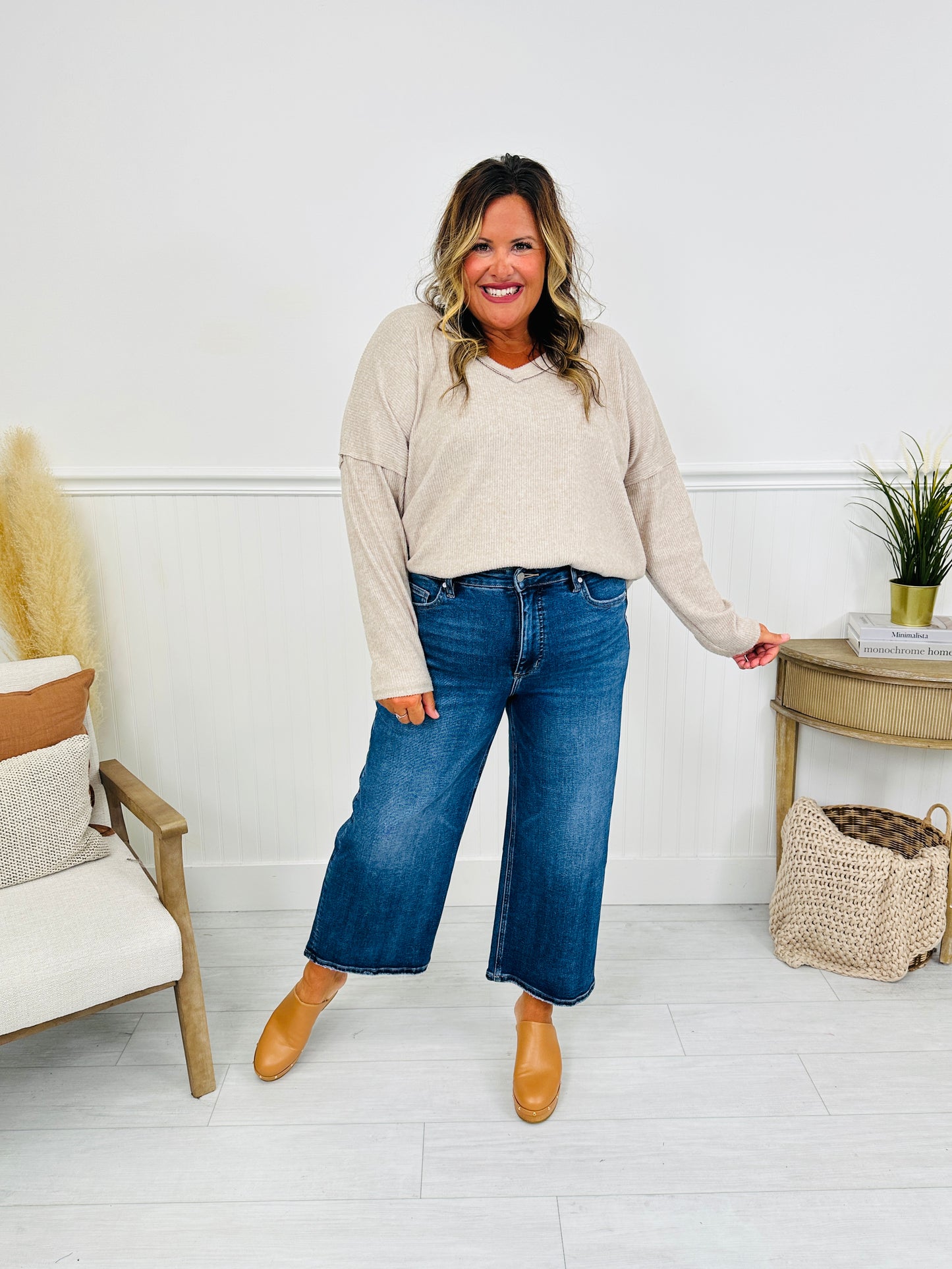 Fall After All Tummy Control Wide Leg Cropped Jeans