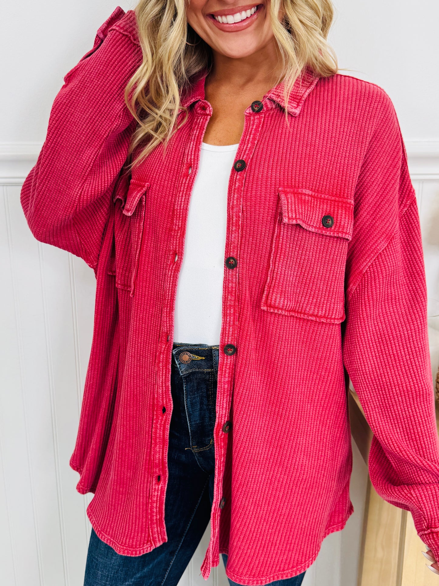 Layering Essential Shacket In Multiple Colors
