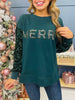 REG/CURVY Merry And Bright Bling Sweatshirt In Hunter Green