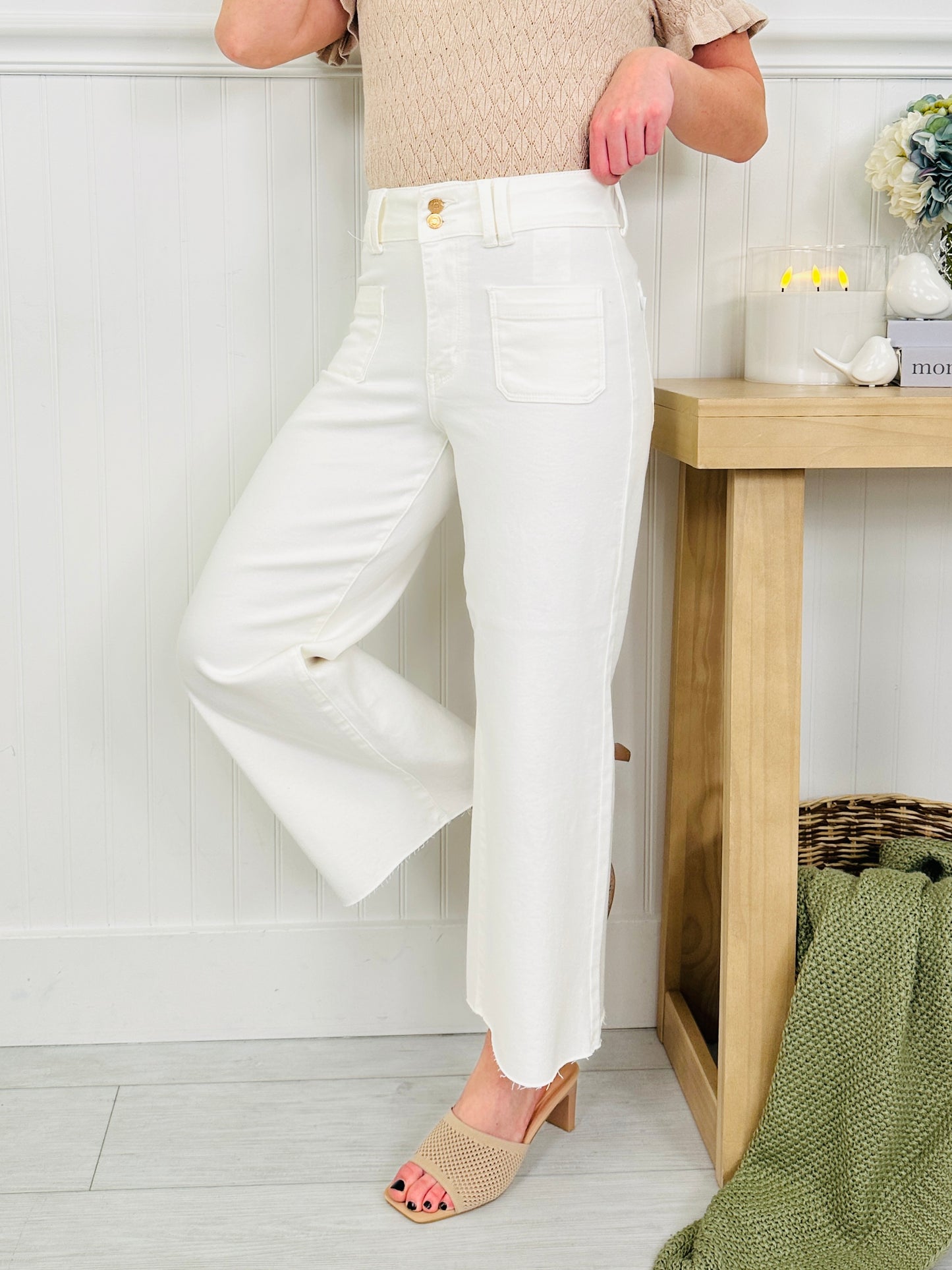 Judy Blue Whispers of White Wide Leg Cropped Jeans