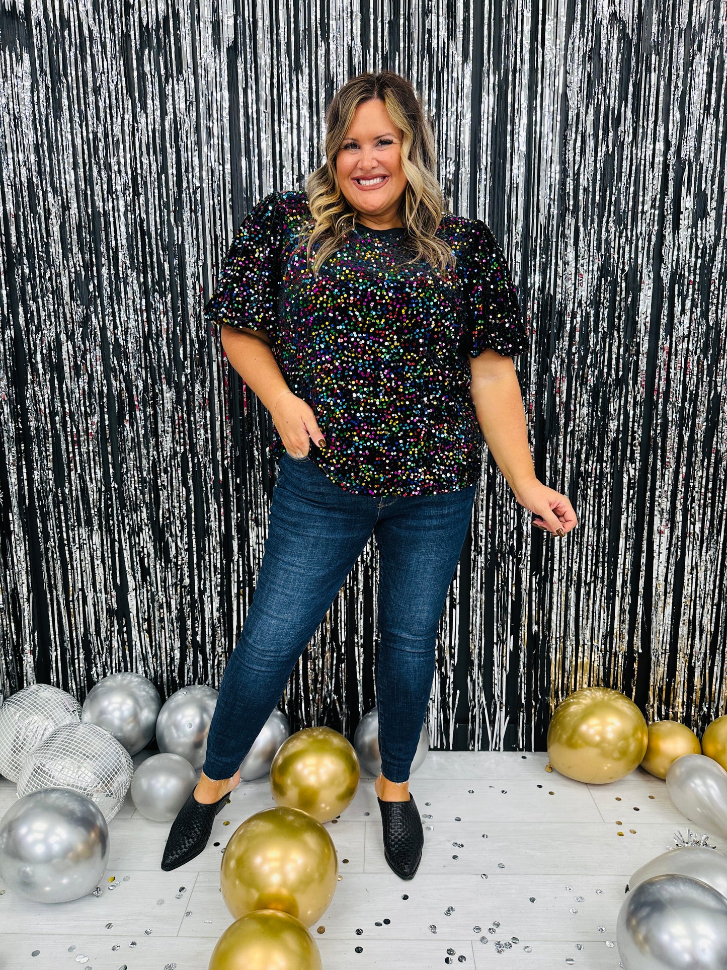 REG/CURVY Starry Night Shimmer Top