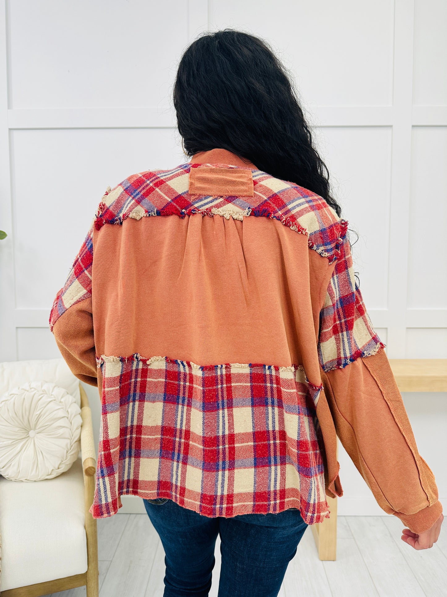 Plaid Pathway Sweatshirt In Brick/Beige