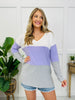 Easy Breeze Colorblock Top In Lavender