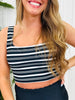 The Olivia Swim Top In Black/White Stripe
