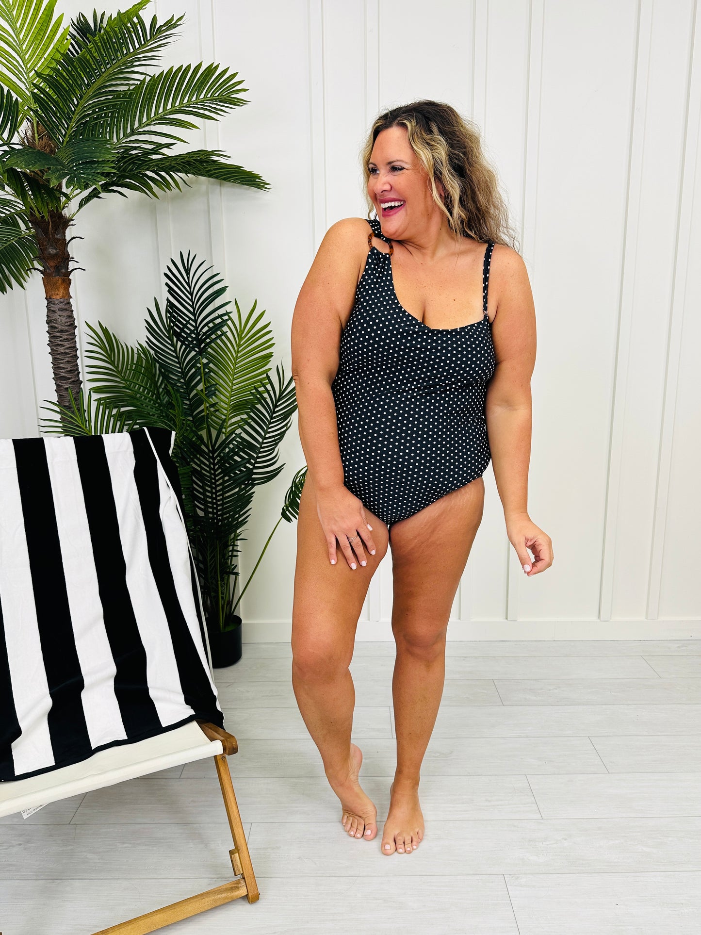 The Paige One Piece Swimsuit In Black/White Polka Dot