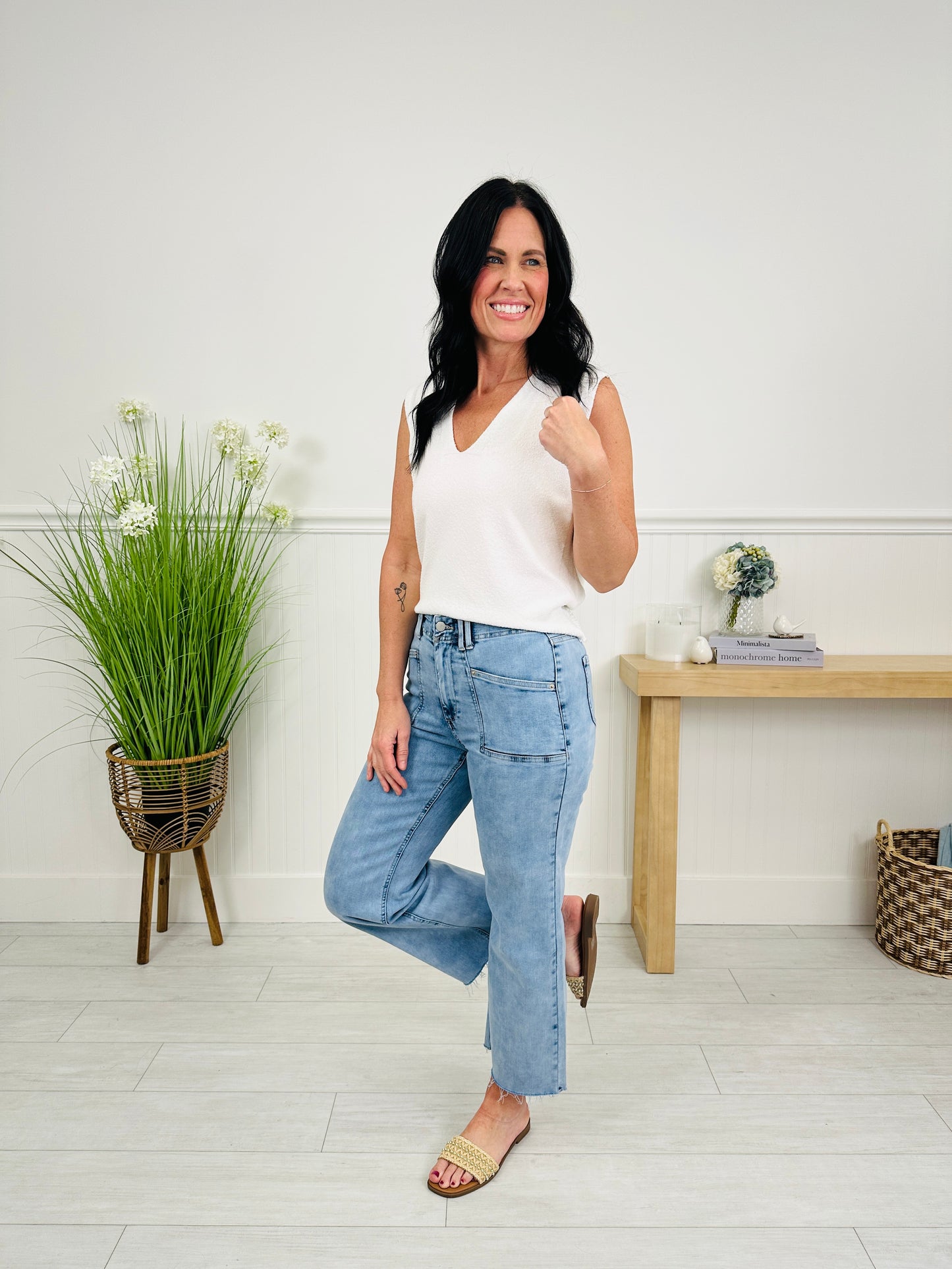 Summer Mood Cropped Wide Leg Jeans