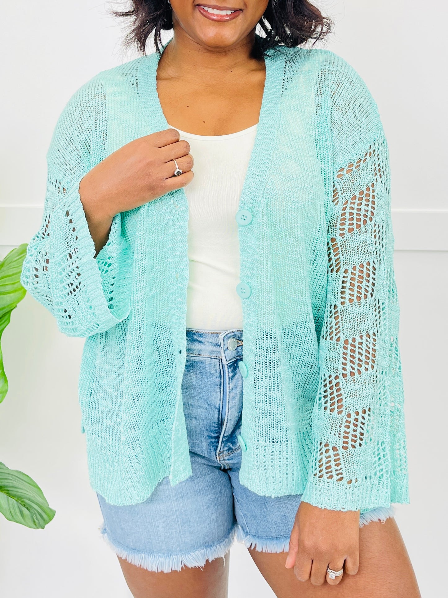 Electric Bloom Cardigan in Mint