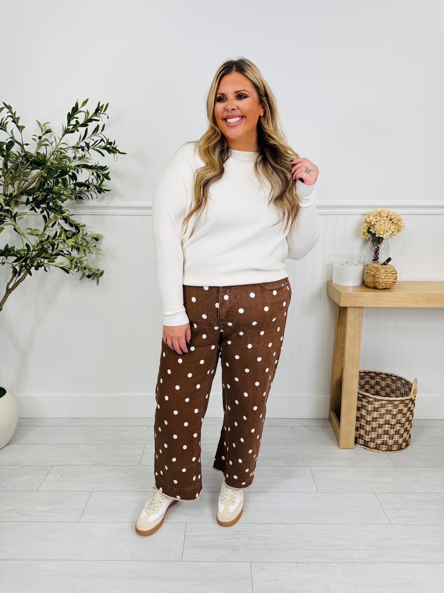 Polka Dot Dreams Tummy Control Barrel Jeans