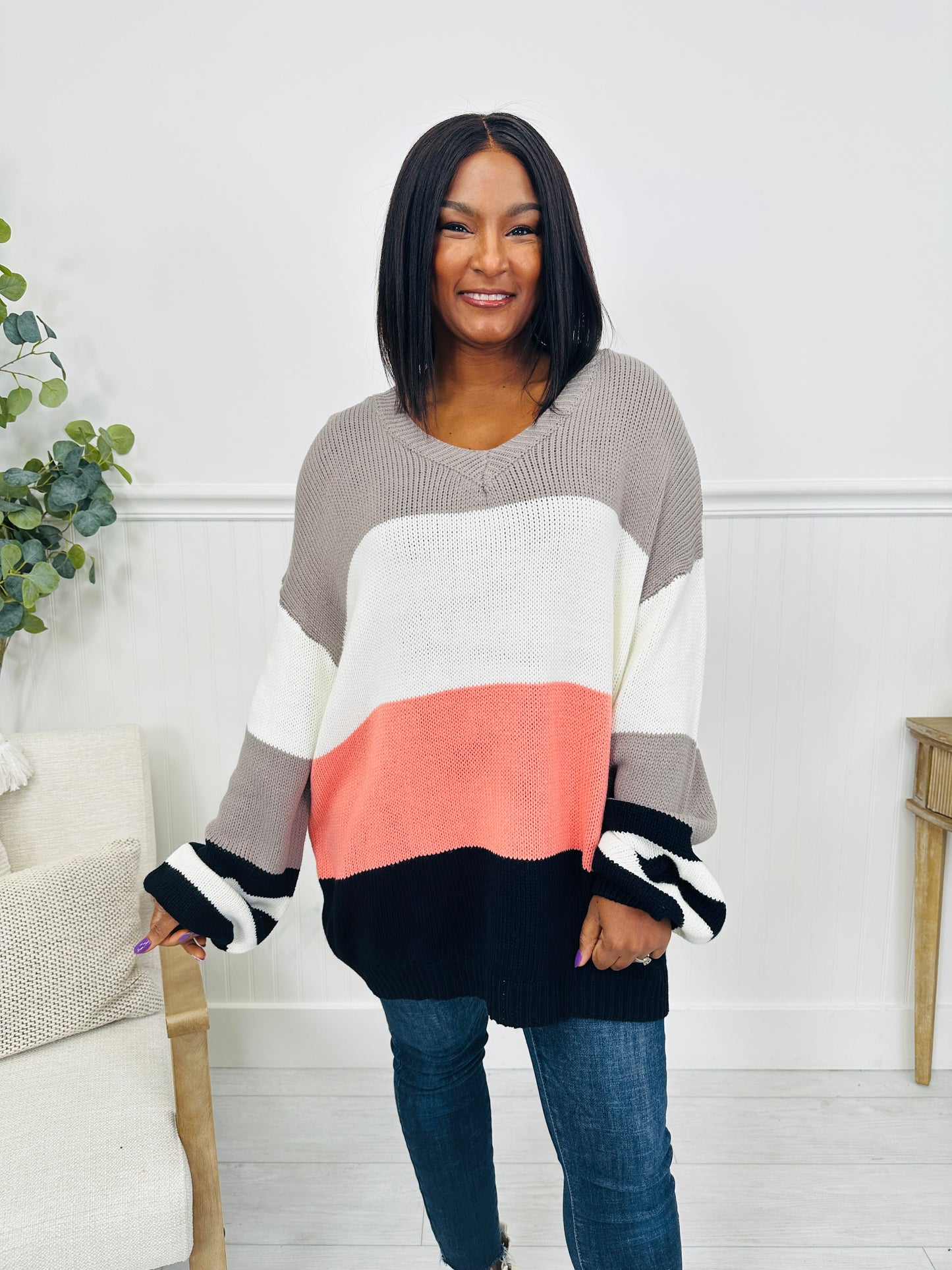 Bold Moves Only Pullover in Grey/Blush/Black