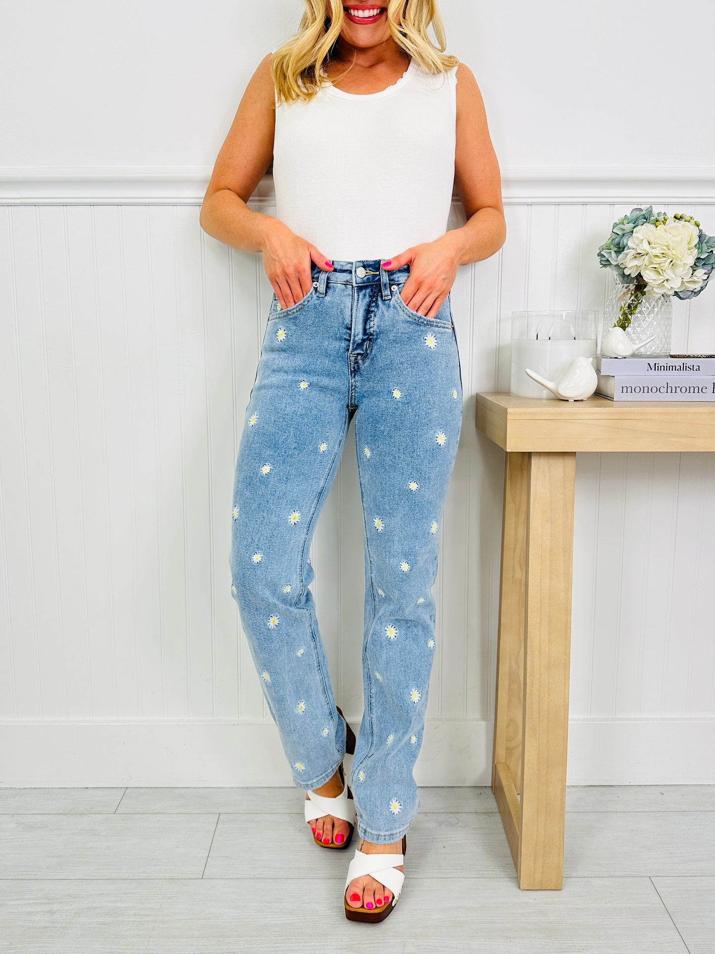 Dreaming of Daisies Tummy Control Straight Jeans