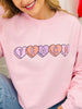 Teach Candy Hearts Graphic Crewneck Sweatshirt