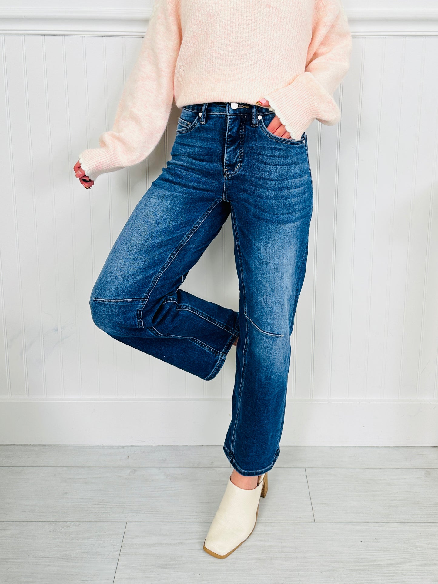 Carefully Curved Slim Barrel Jeans with Tummy Control