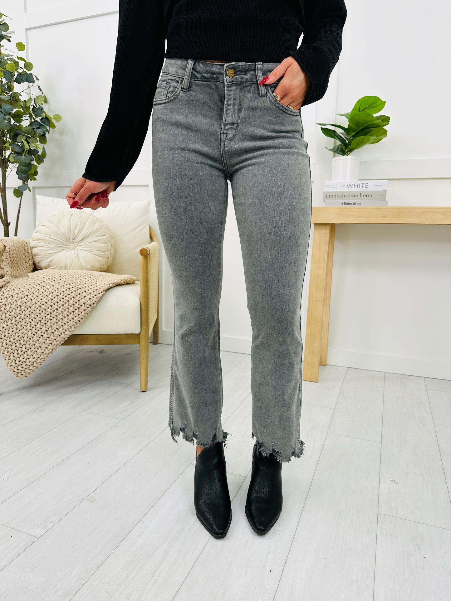 Mica Grey Expectations Cropped Flare Jeans in Reg/Curvy