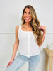 Button Bliss Tank Top In White