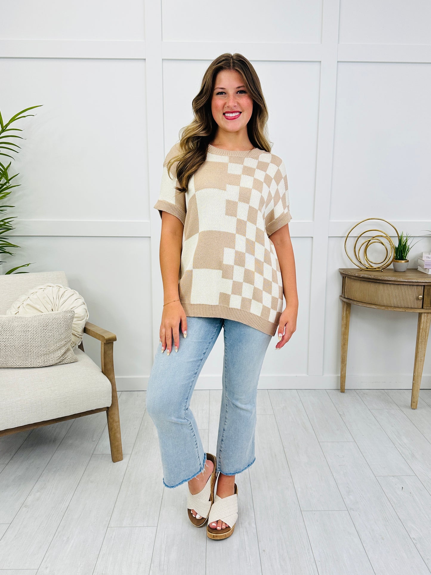 Pop Art Knit Top In Taupe