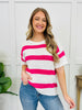 Breezy Stripes Top in Neon Pink