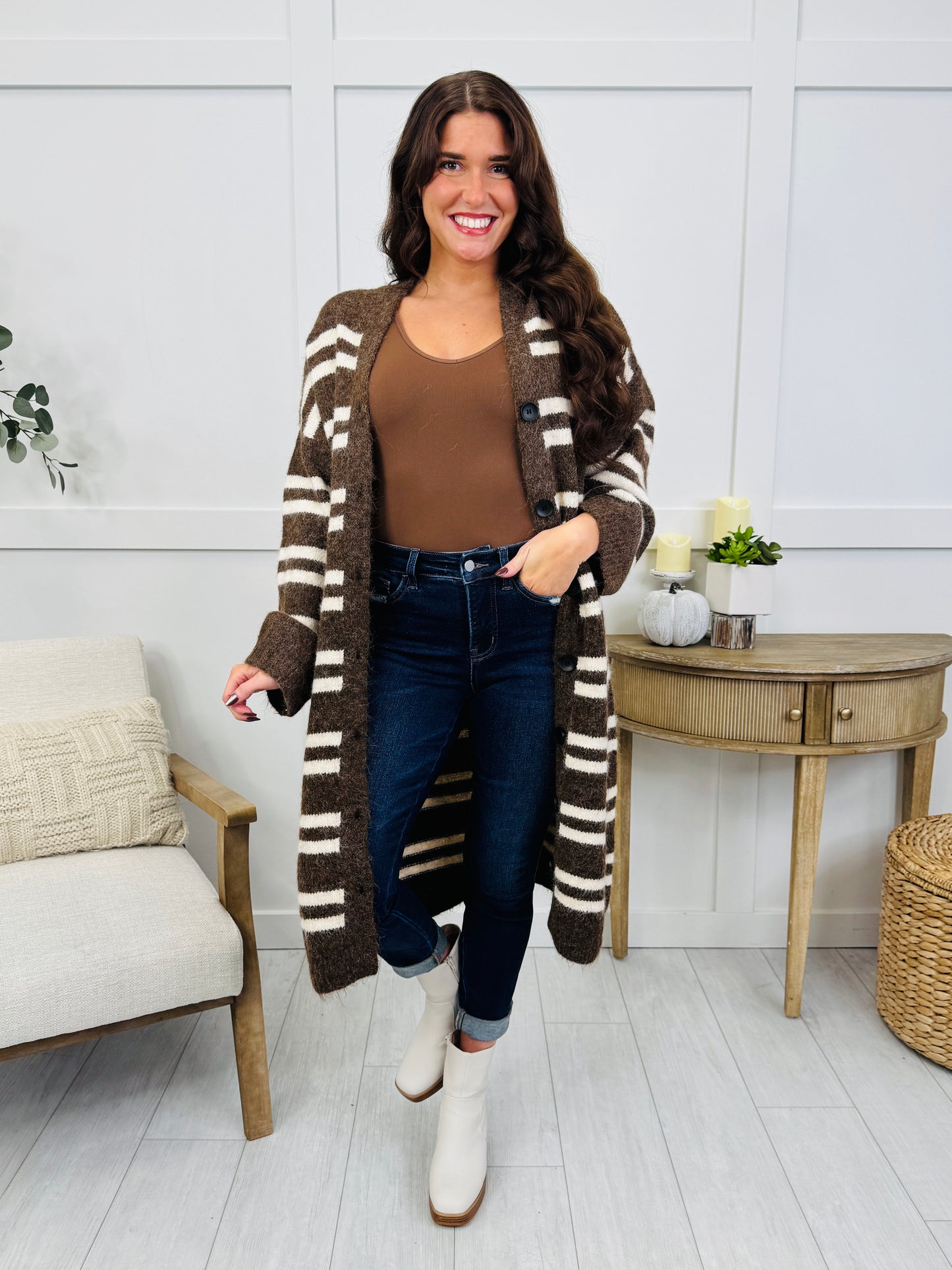 Autumn Avenue Cardigan In Choco Multi