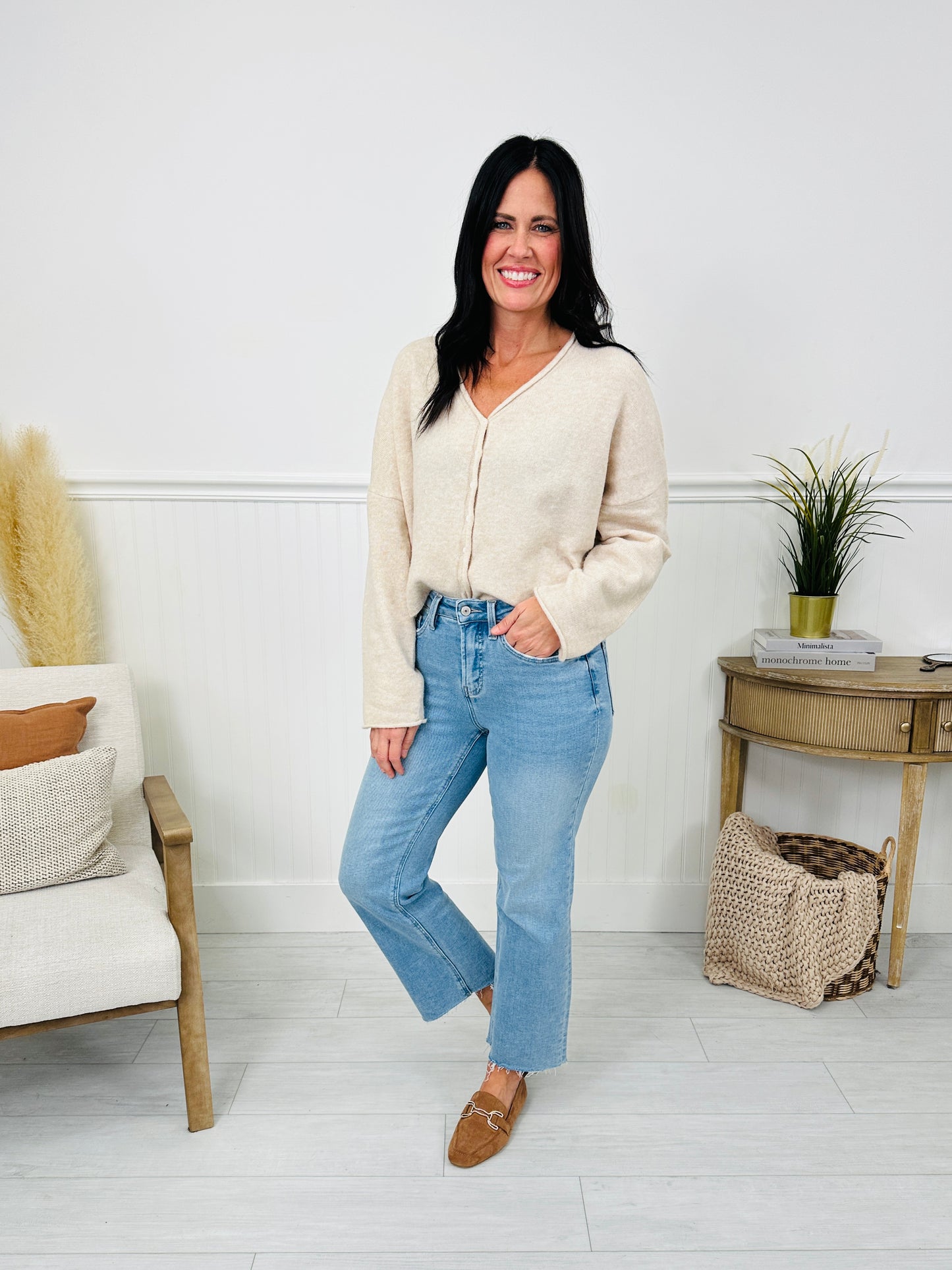 Time To Unwind Cropped Slim Fit Wide Leg Jeans