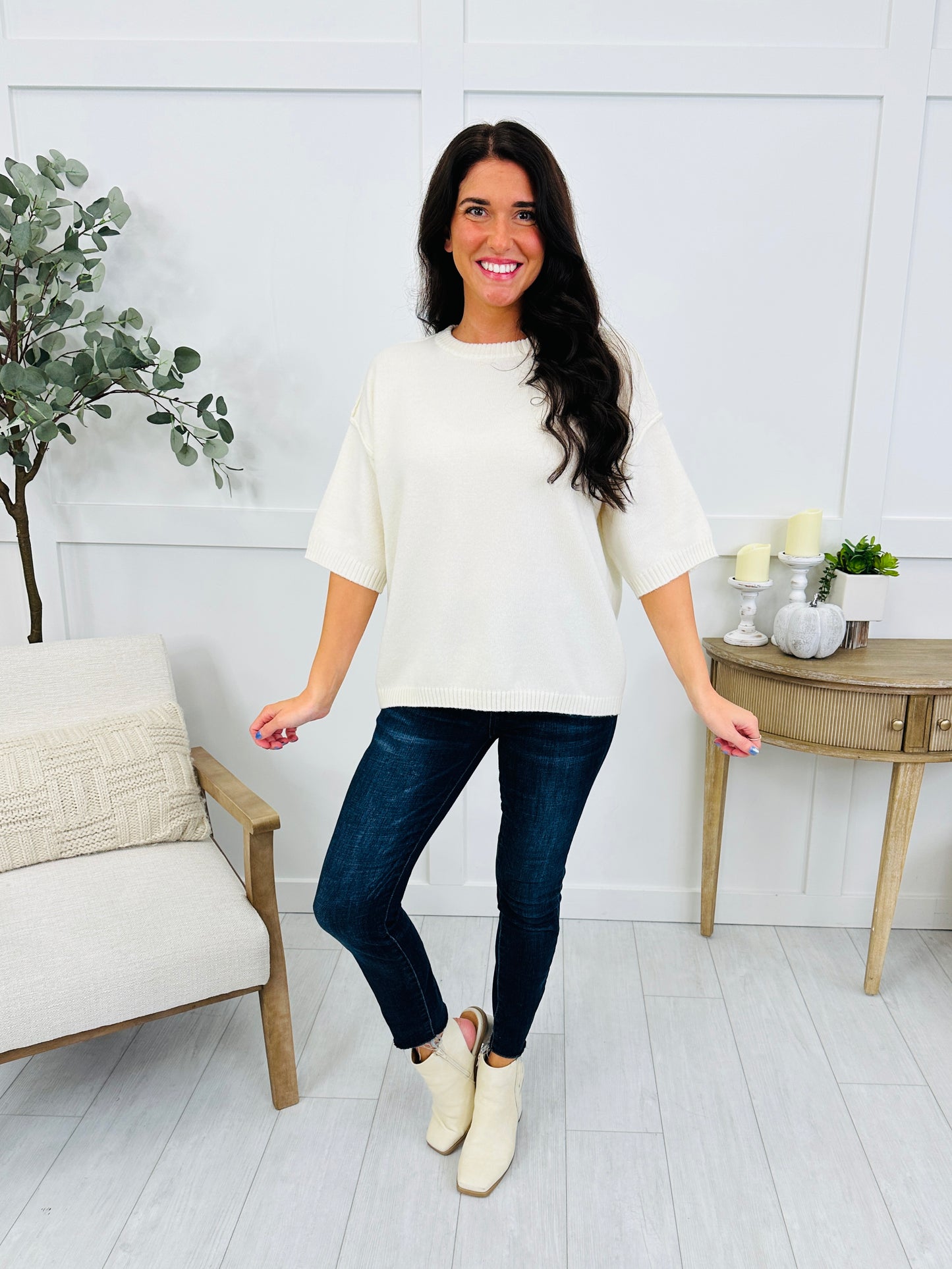Overcast & Cozy Knit Top In Ivory