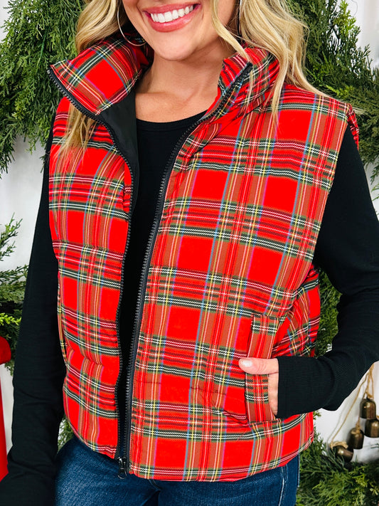 Perfectly Plaid Puffer Vest