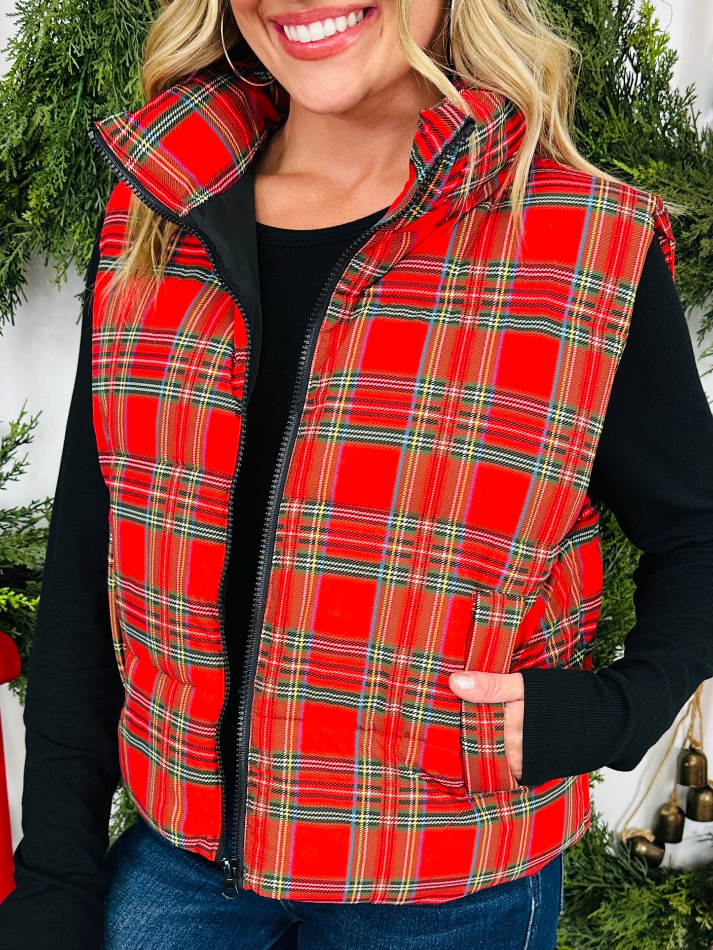 Perfectly Plaid Puffer Vest