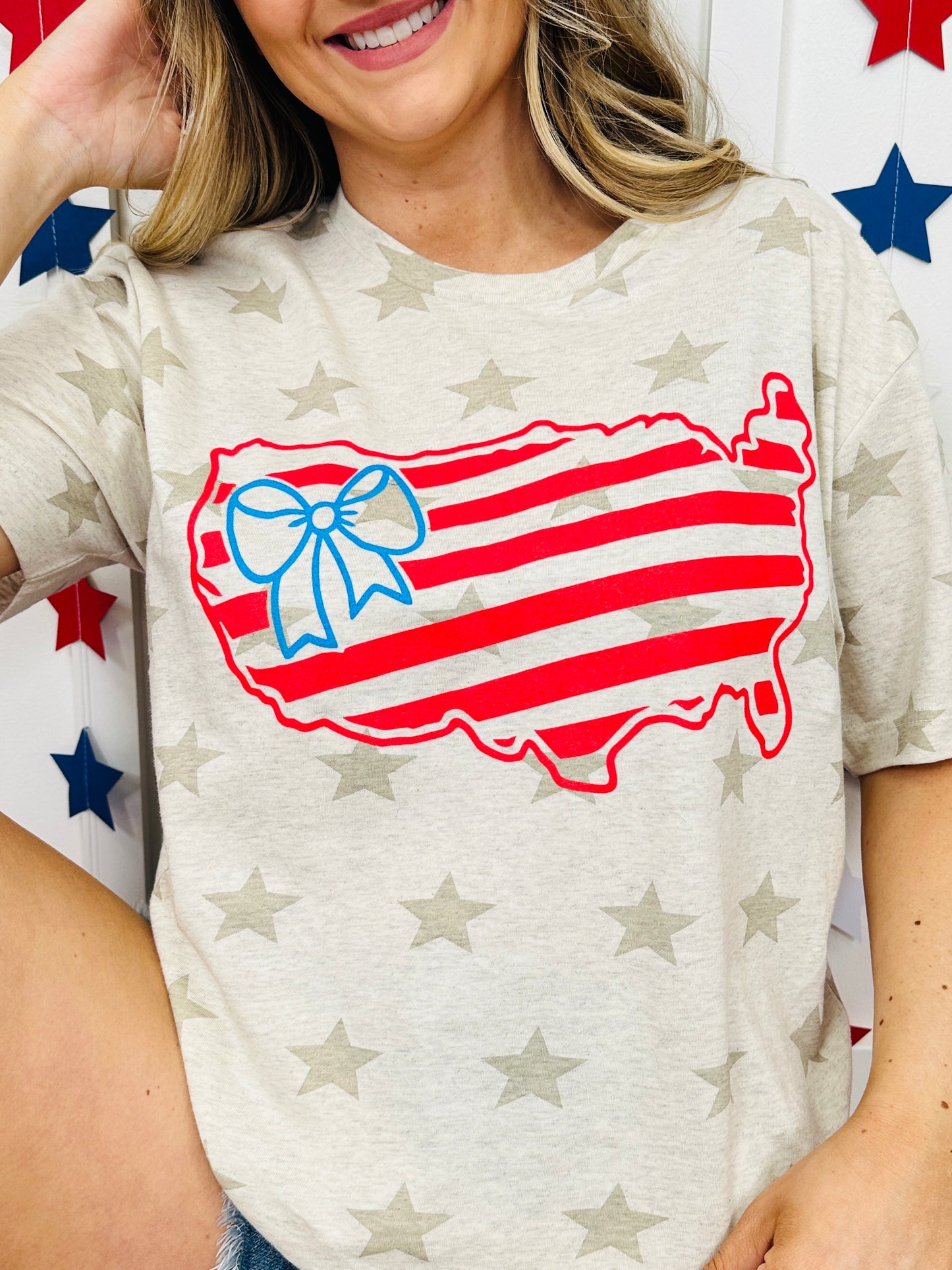 Bow And Stripes United States Graphic Tee