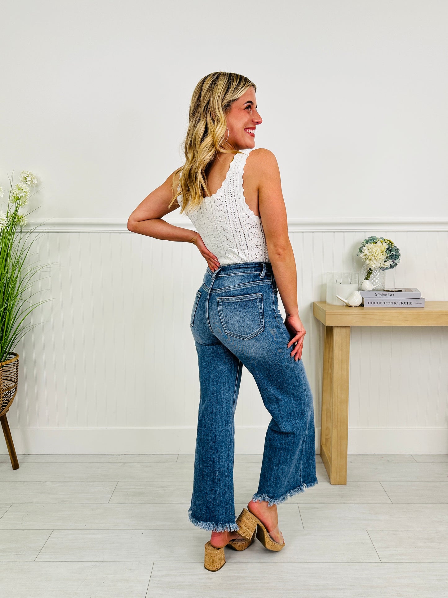 Can't Get Enough Cropped Wide Leg Tummy Control Jeans