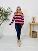 Stripe Of The Moment Sweater In Wine
