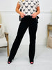 Fade To Black Tummy Control Slim Wide Leg Black Jeans