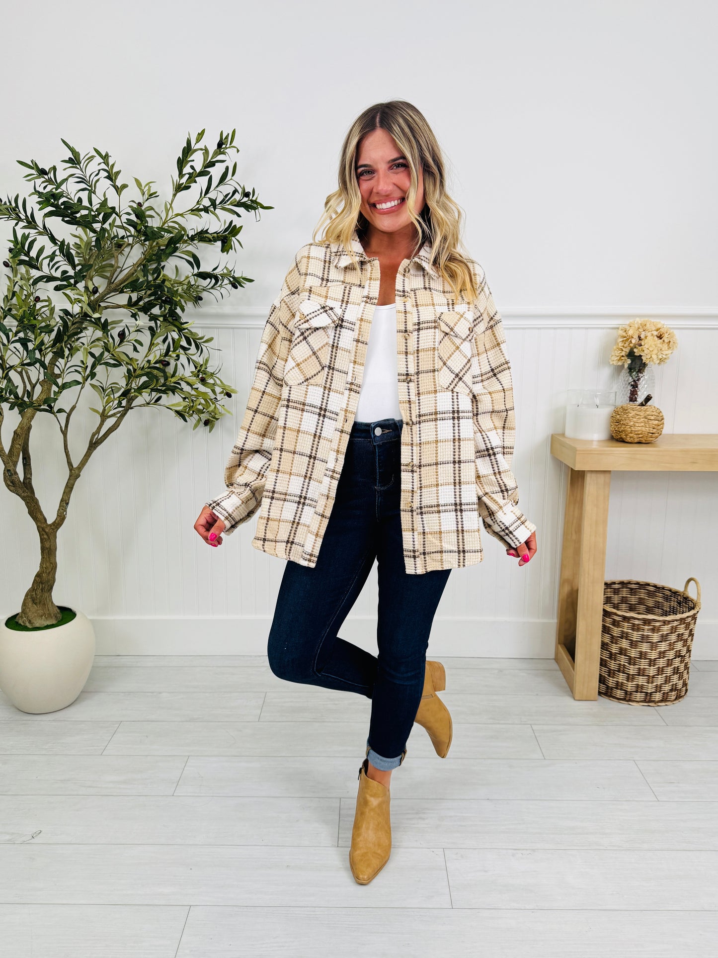 Fireside Favorite Shacket In Cream