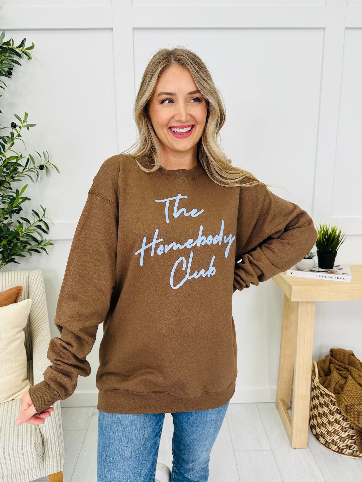 The Homebody Club Graphic Crewneck Sweatshirt in Multiple Colors