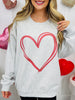 Red Metallic Heart Graphic Crewneck Sweatshirt