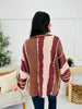Gathered Stripes Cardigan in Wine Combo