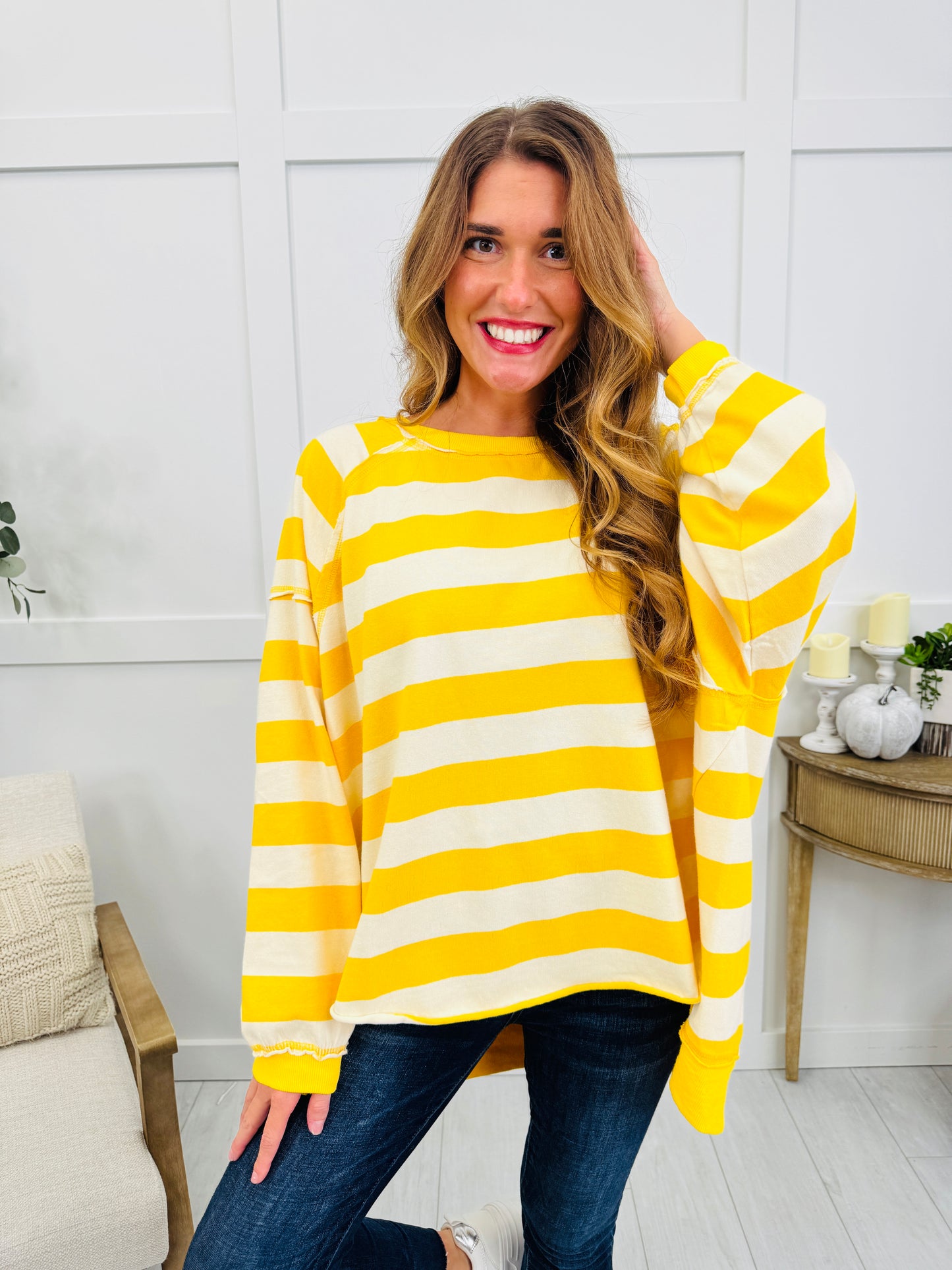 The Cove Top In Yellow/Ivory
