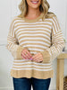 Cozy In Every Line Sweater in Taupe/White