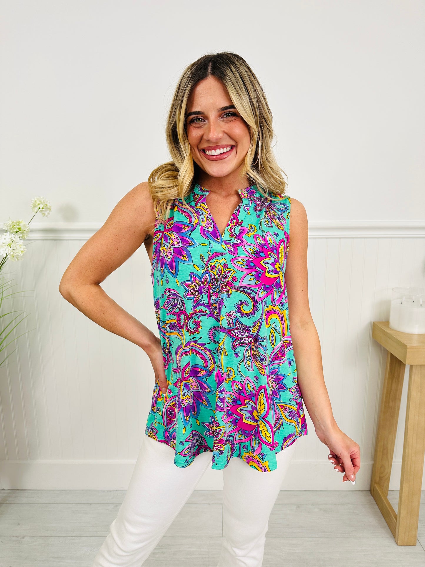 Sunshine Energy Top in Palm Beach Print